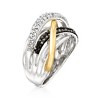 Ross-Simons 0.50 ct. t.w. Black and White Diamond Highway Ring in Sterling Silver and 14kt Yellow Gold - 3 of 4