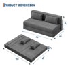 GustoWave 4-in-1 Folding Sofa Bed & Sleeper Chair - Convertible Fabric Floor & Futon Couch with Pillow, Loveseat 80x60 in, Gray - 2 of 4