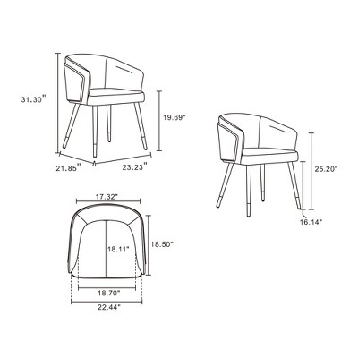 Cream Faux Leather Upholstered Arm Chair with Walnut Legs
