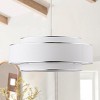 Dewdrop Modern Pendant Light 6-Light White Fabric Drum Shade with Silver Trim ETL Certified for Dining Room Kitchen - 3 of 4
