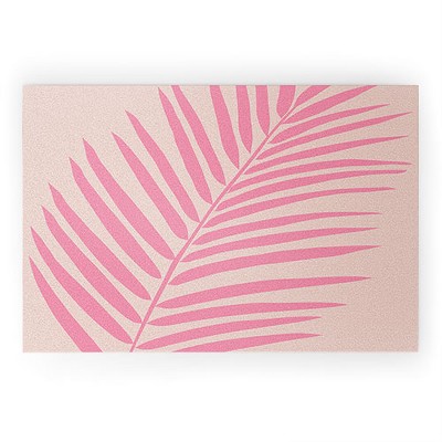 Daily Regina Designs Pink And Blush Palm Leaf 36" x 24" Welcome Mat - Society6