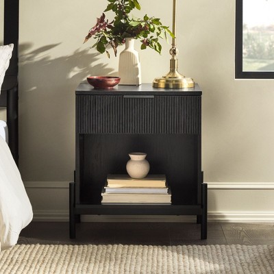 NicBex Modern Fluted-Drawer Nightstand,Bedside Tables with Open Cubby for Bedroom,Living Room