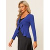 INSPIRE CHIC Women's Tie Front Long Sleeve Crop Ruffle Knit Cardigan Sweaters - 3 of 4