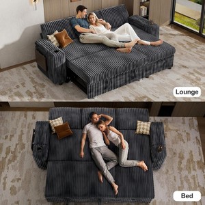 Vipbear 85" Modular Sectional Sleeper Sofa with Pull Out Bed,3-Seat L-Shaped Couch with Reclining Backrest|Storage Chaise Armrests,Tool Free Assembly - 1 of 4