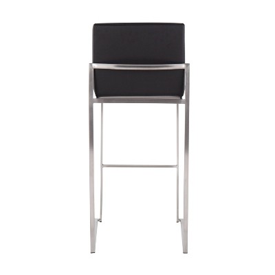 Adjustable Gold Steel and White Faux Leather Bar Stool