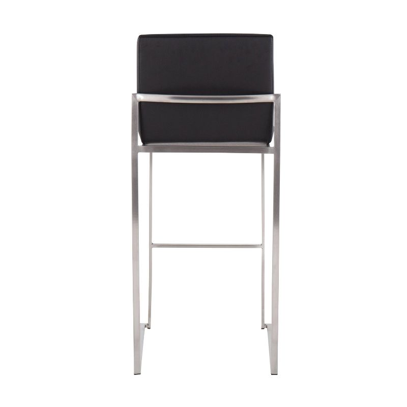 Set of 2 Fuji High Back Stainless Steel/Faux Leather Barstools - LumiSource, 6 of 11