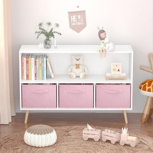 ALEXOUN Kids Bookshelf with 3 Collapsible Fabric Drawers - Practical, Simple Design,Easy to Convert Shelves for Bedroom,Nursery,Playroom - 1 of 4