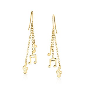 Ross-Simons Italian 14kt Yellow Gold Music Note Drop Earrings - 1 of 3