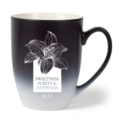 Elanze Designs Sweetness Purity And Happiness Two Toned Ombre Matte Black and White 12 ounce Ceramic Stoneware Coffee Cup Mug