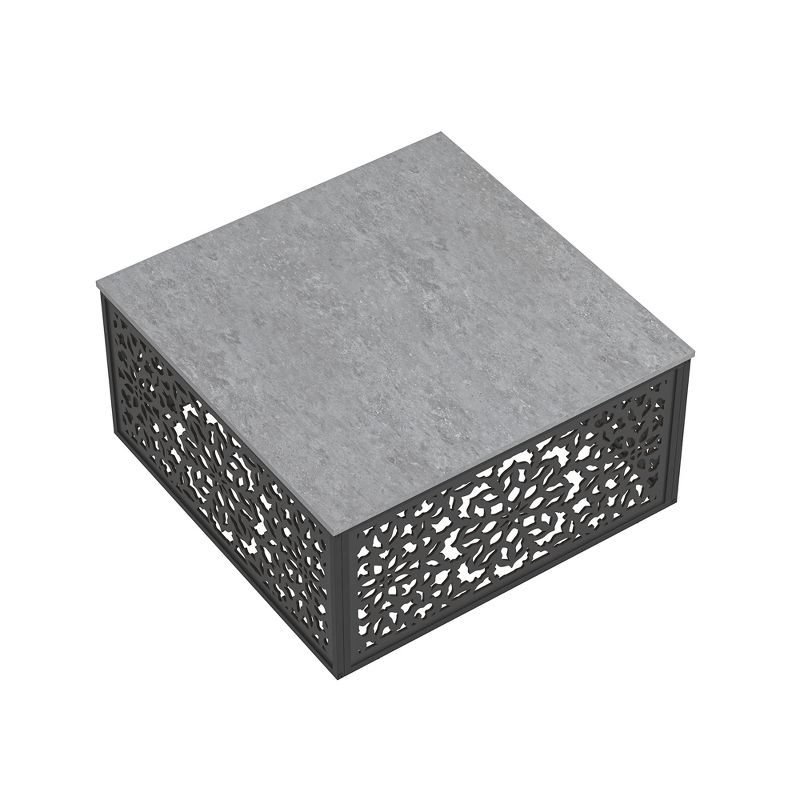 Candence 31.5 in.  Concrete Cool Gray Square Wood Top Coffee Table with 4 side Laser Cut, 4 of 12