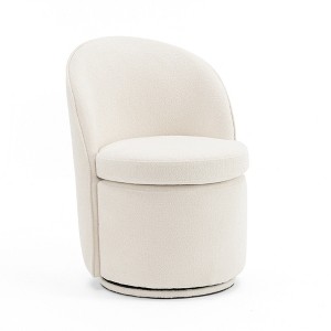 YOUNIKE Swivel Accent Chair 21" Wide Round Barrel Chair Modern Upholstered Living Room Chair Makeup Chair for Bedroom, Boucle Fabric - 1 of 4