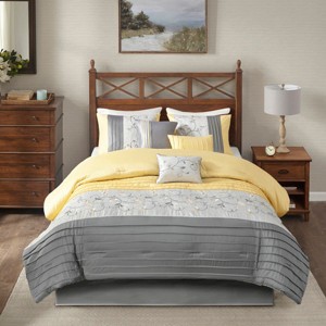 Gulches Cal King 7 Piece Elegant transitional style Embroidered Comforter Set£¬Yellow - 1 of 4