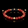 Crucible Men's Red Agate Stone and Gold Plated Steel Bead Adjustable Bracelet (8mm) - 3 of 4