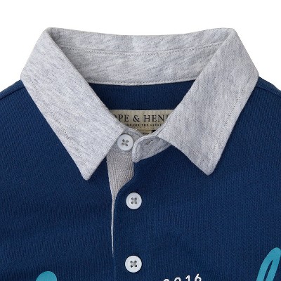Hope & Henry Boys' Graphic Polo (Blue, Medium) — фото 2
