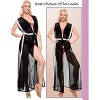 LA LEELA Women's Open Front Summer Holiday Beachwear Long Bathing Suit Duster Solid Vacation Swimwear Coverups Beach Cardigan M-L Black, Solid - 4 of 4