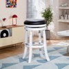 FURNIinspire Counter And Bar Stools Counter Stool Bar Chair, Fixed Height Armless Kitchen Stool, Black Leather Seat, Thick Cushion, White, 17"*17"*30" - 2 of 4