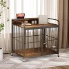 Furniture Style Wooden Dog Crate with Wheels, Dual Bowls & Washable Mat, Heavy-Duty End Table Pet Kennel for Large Dogs - 3 of 4