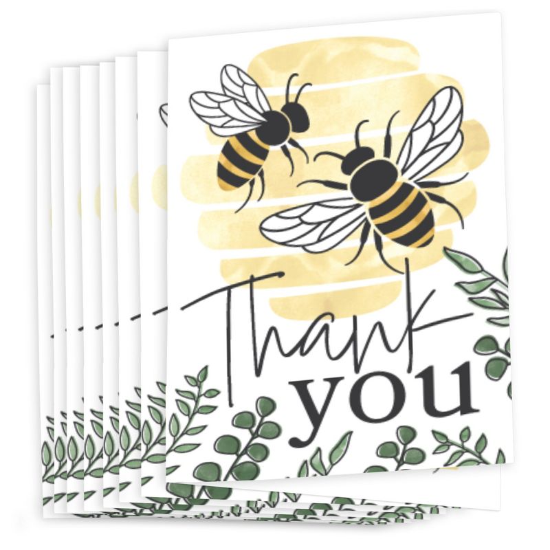 Big Dot of Happiness Little Bumblebee - Bee Baby Shower or Birthday Party Thank You Cards (8 count), 2 of 7