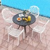 Tangkula Set of 2 Cast Aluminum Patio Dining Chairs Stackable Outdoor Dining Chairs with Armrests Outdoor Bistro Chairs White - 3 of 4