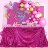 Wikineon Rectangle Fuchsia Sequin Tablecloth Glitter Tablecloth Wedding Party Sequence Table Cloth for Christmas 60x102-Inch - 3 of 4