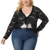 Agnes Orinda Women's Plus Size Long Sleeve Tie Front Sheer Lace Crop Cardigan - image 2 of 4