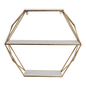 Sagebrook Home Metal Wood Floating Wall Shelves, Storage and Display, Decorative Wall Shelf Organization - 1 of 4
