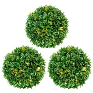 Northlight Solar Lighted Artificial Eugenia Topiary Spheres -  7" - Set of 3 - Warm White Lights - 1 of 4