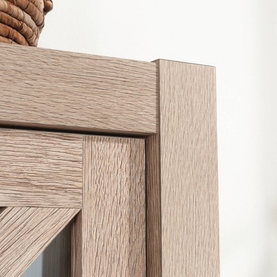 Brushed Oak Large Office Hutch with Glass Doors