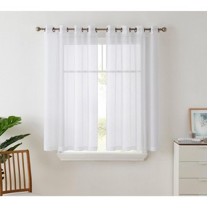 HLC.ME Semi Sheer Voile Light Filtering Transparent Window Curtain Grommet Panels - Set of 2 - 1 of 4