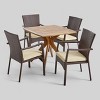 5pc Didicas Wood Wicker Patio Dining Set Teak - Christopher Knight Home - 2 of 4