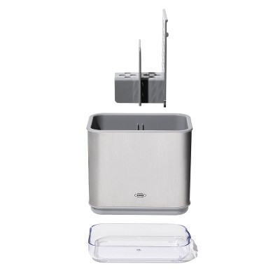 OXO Stainless Steel Sink Caddy with Drip Tray, Light Silver