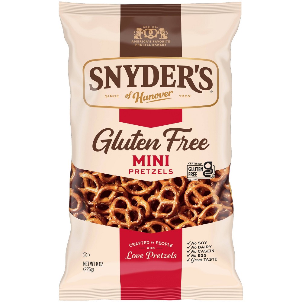 Snyder's of Hanover Gluten Free Mini Pretzels - 8oz: No Artificial Colors, No High Fructose Corn Syrup, Vegan