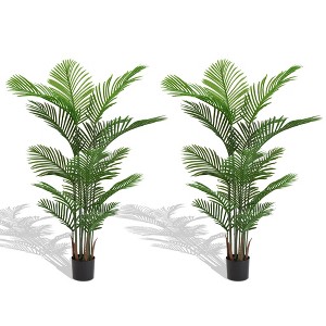 SKRAN Set of 2 Fake Tropical Palm Plants for Indoor & Outdoor Decor, Large Faux Greenery for Home, Office, Patio, and Entryway. - 1 of 4