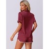 cheibear Women's Satin Silky Short Sleeve Button Down Loungewear Shorts Pajamas Set 2 Pcs - 4 of 4