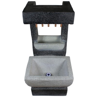 Gray Polystone LED Lighted Rainfall Outdoor Fountain with Planter
