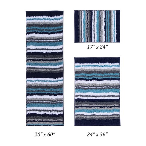 17 X 24  20 X 20 Griffie Collection Blue & Gray 100% Polyester  Rectangle Bath Rug - Better Trends : Target