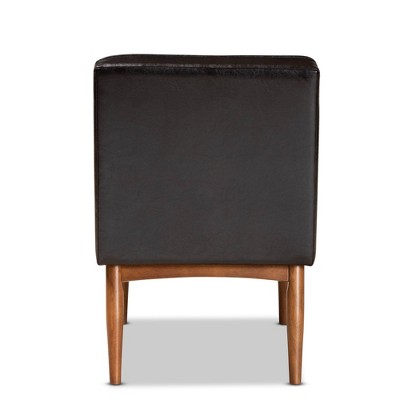 High Back Brown Wood and Cane Arm Chair