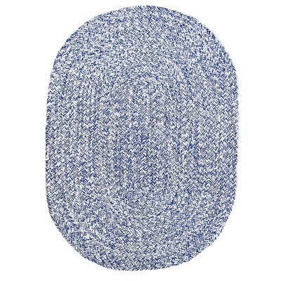 2'x3' Oval Braided Cotton Area Rug Blue - Super Area Rugs