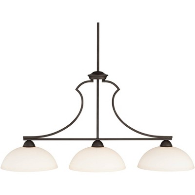 Possini Euro Design Bronze Linear Island Pendant Chandelier 40 1/4" Wide White Glass Bowl 3-Light Fixture for Kitchen Island