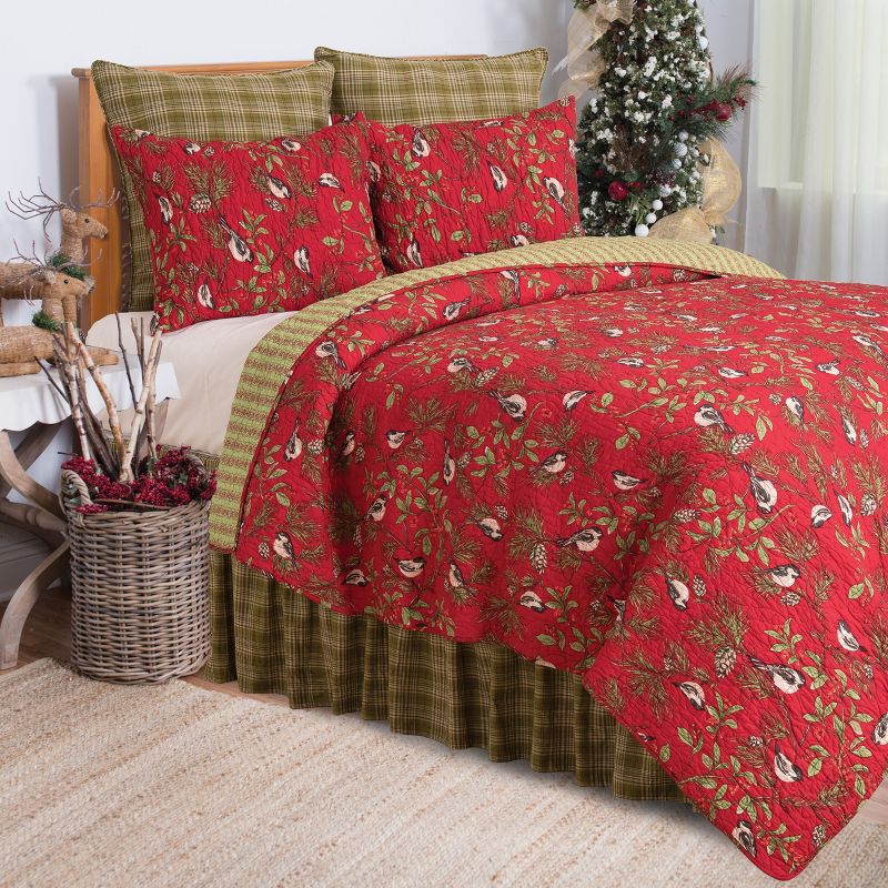 C&F Home Chickadee Red Cotton Quilt Set  - Reversible and Machine Washable, 5 of 7