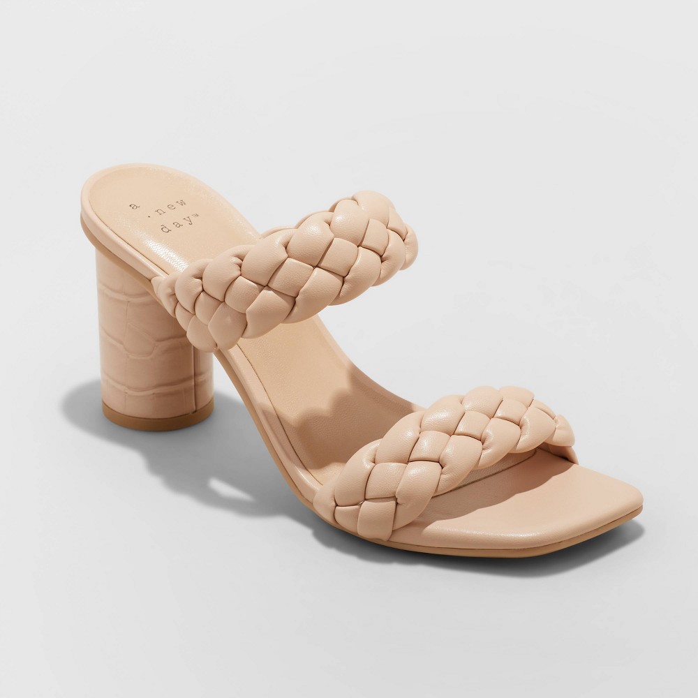 Size 8.5 Women's Basil Mule Heels - A New Day™ Beige 8.5