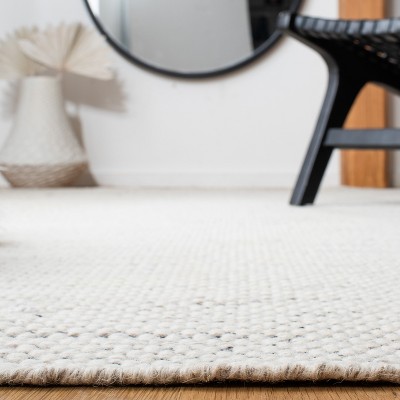 Ivory Flat Woven Wool Handmade Reversible Runner Rug