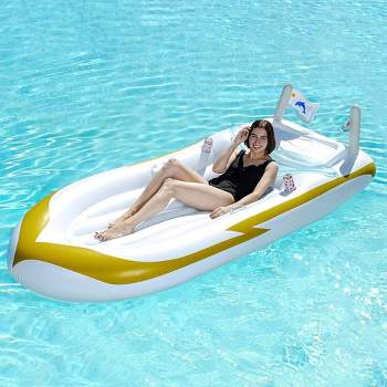Syncfun Giant Boat Pool Float with Cooler - Inflatable Boat Funny Pool Floats Raft with Reinforced Cooler