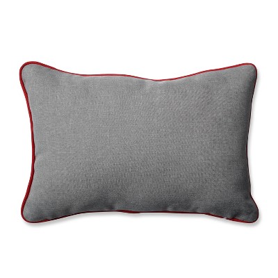 Grey and White Embroidered Christmas Lumbar Throw Pillow