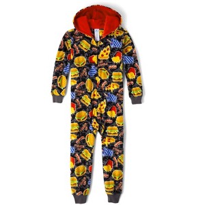 The Children's Place Boys Long Sleeve Food Print Microfleece One Piece Pajamas - 1 of 2