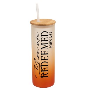 Elanze Designs You Are Redeemed Vertical Walk in Faith Wrap-Around Design 25 Ounce Frosted Gradient Glass On-The-Go Coffee Travel Skinny Tumbler Mug - 1 of 1