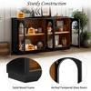4-Door Large Storage Buffet Cabinet with Glass Doors,Arched Accent Cabinet with Adjustable Shelves & Cable Hole,Solid Wood,Sideboard Storage - 2 of 4
