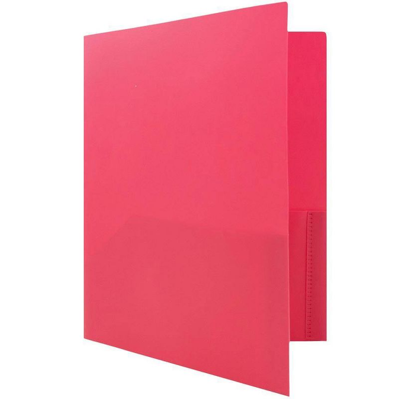 JAM 6pk POP 2 Pocket School Presentation Plastic Folders Pink, 5 of 7