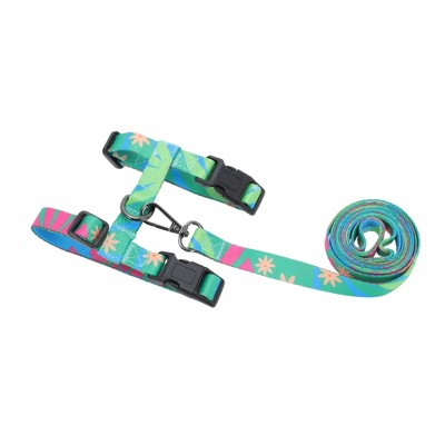 Unique Bargains Escape Proof Lightweight Cat Harness and Leash Set for Large and Small Cat Travel Walking Green
