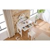 TOBILI Compact Makeup Vanity Table with Reversible Mirror, Dressing Table Set with Stool, Space-Saving Beauty Station for Small Places, White - 3 of 4